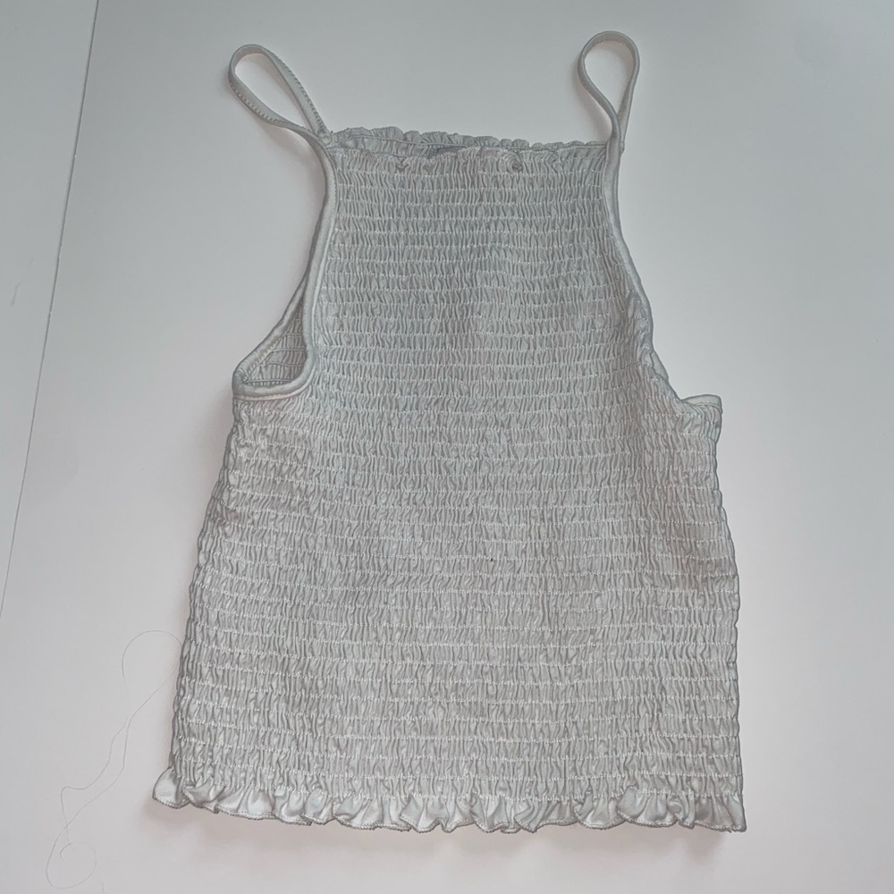 Stretchy White Halter Tank Top